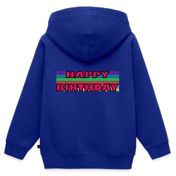 JAHRESTAG. ALLES GUTE ZUM GEBURTSTAG!. ALLES GUTE ZUM GEBURTSTAG!. - Kinder Premium Organic Zip Hoodie - Royalblau - Hinten - AI Model Kid Male (0cm)