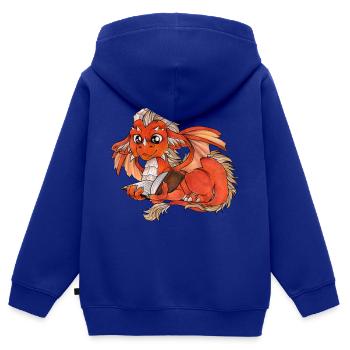Niedlicher Lesender Drache Fantasy Geschenkidee - Kinder Premium Organic Zip Hoodie - Royalblau - Hinten - AI Model Kid Male (0cm)