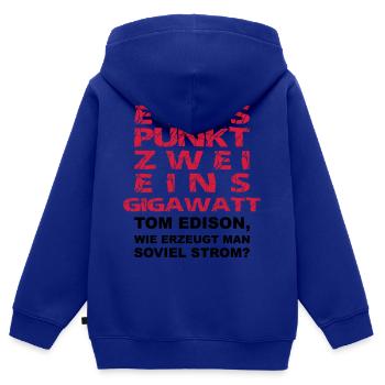 1.21 Gigawatt wie erzeugt man soviel Strom 2farbig - Kinder Premium Organic Zip Hoodie - Royalblau - Hinten - AI Model Kid Male (0cm)