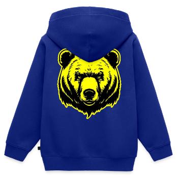 Bär Grizzly Kopf - Kinder Premium Organic Zip Hoodie - Royalblau - Hinten - AI Model Kid Male (0cm)