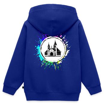 Kirche Symbol - Kinder Premium Organic Zip Hoodie - Royalblau - Hinten - AI Model Kid Male (0cm)