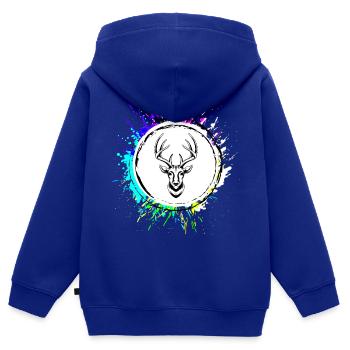 Cerf Cerf Symbole - Sweat Premium à capuche zippé enfant bio - bleu roi - Dos - AI Model Kid Male (0cm)