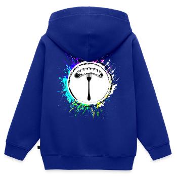 Saucisse Bratwurst - Sweat Premium à capuche zippé enfant bio - bleu roi - Dos - AI Model Kid Male (0cm)