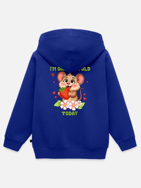 Maus auf 1. Geburtstag mit Erdbeere - Kinder Premium Organic Zip Hoodie - Royalblau