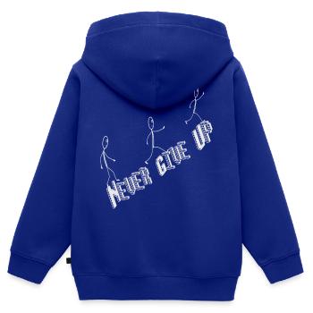 Never give up, Spruch Lauf weiter Strichmännchen  - Kinder Premium Organic Zip Hoodie - Royalblau - Hinten - AI Model Kid Male (0cm)