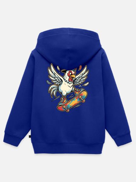 Skater Chicken - Kinder Premium Organic Zip Hoodie - Royalblau