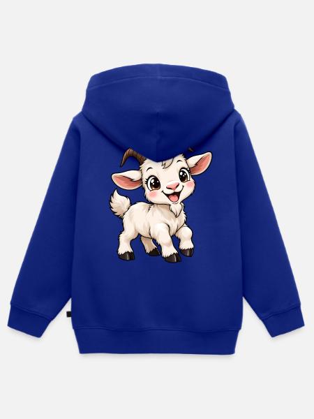 Ziege Kawaii Style – Süßes Bauernhoftier - Kinder Premium Organic Zip Hoodie - Royalblau