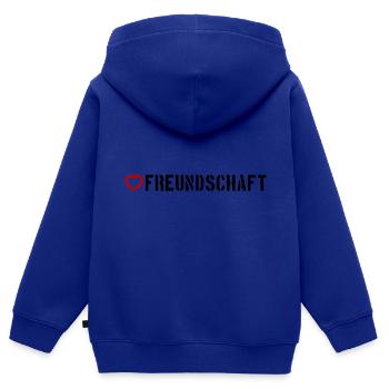 Cœur d’amitié - Sweat Premium à capuche zippé enfant bio - bleu roi - Dos - AI Model Kid Male (0cm)