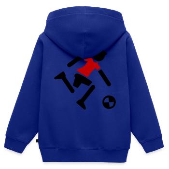 Joueur de football Joueur de football - Sweat Premium à capuche zippé enfant bio - bleu roi - Dos - AI Model Kid Male (0cm)
