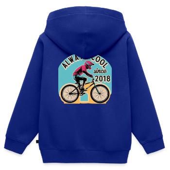 Always Cool Since 2018. Biker BMX. - Kinder Premium Organic Zip Hoodie - Royalblau - Hinten - AI Model Kid Male (0cm)