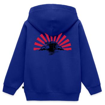 Motorboot 2C - Kinder Premium Organic Zip Hoodie - Royalblau - Hinten - AI Model Kid Male (0cm)