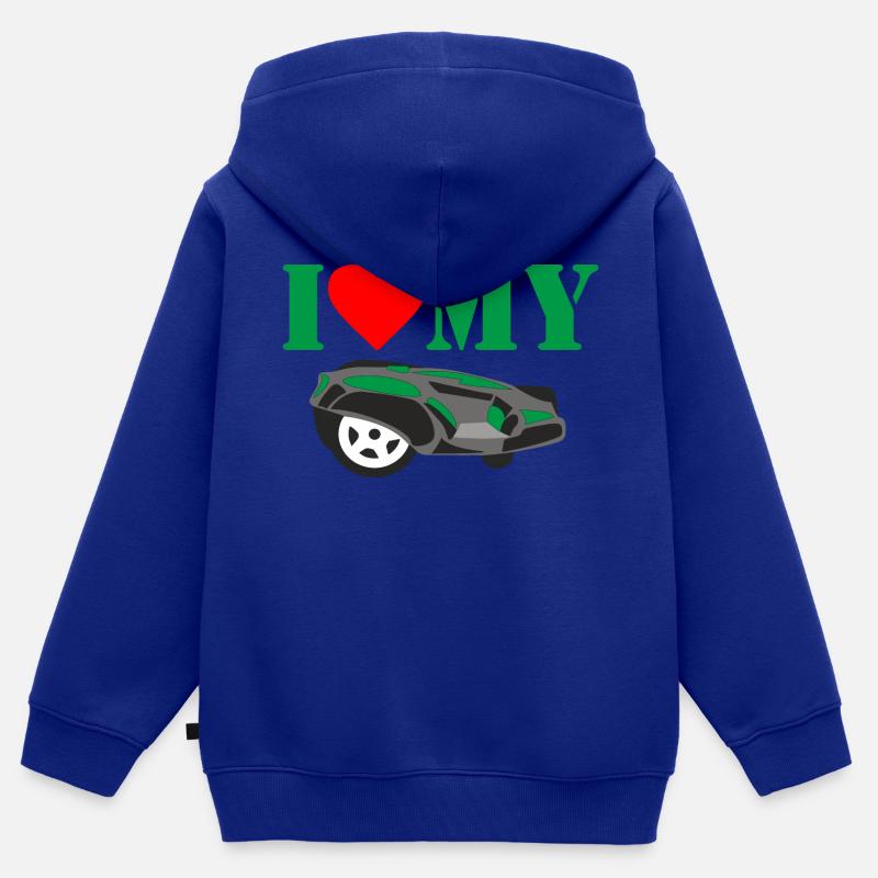 J'aime mon robot - Sweat Premium à capuche zippé enfant bio - bleu roi