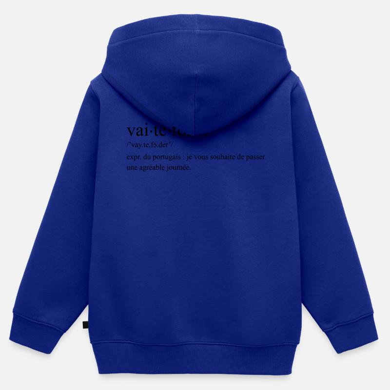 vaitefoder definition portugal - Sweat Premium à capuche zippé enfant bio - bleu roi
