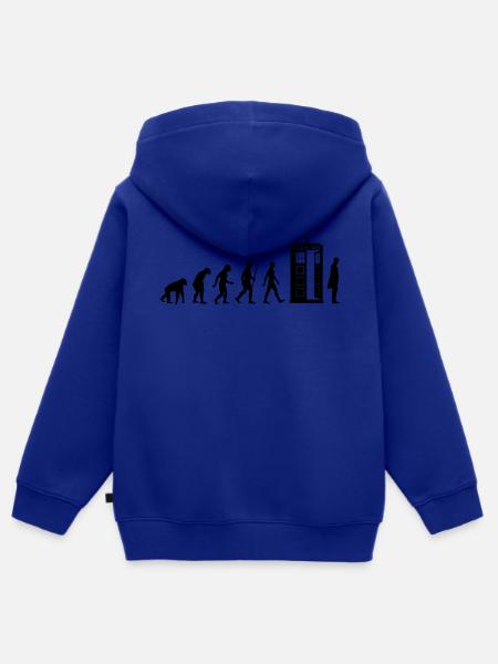 Evolution Tardis - Sudadera Premium con capucha y cremallera infantil orgánica - azul royal
