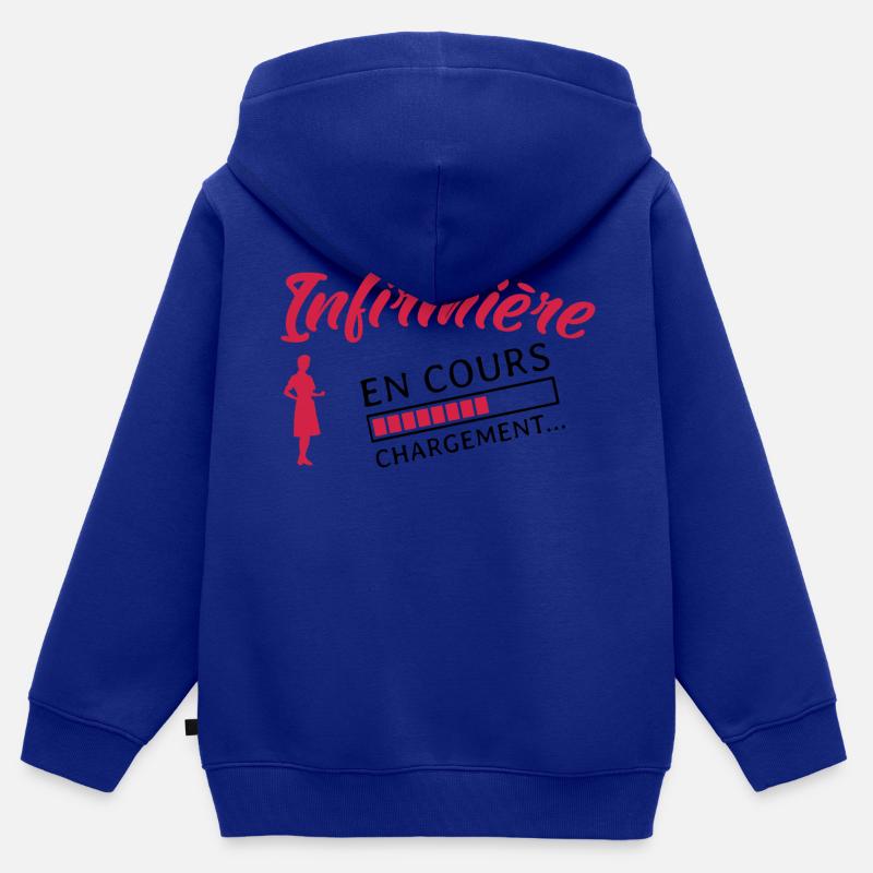 Infirmière en cours Future infirmière - Sweat Premium à capuche zippé enfant bio - bleu roi
