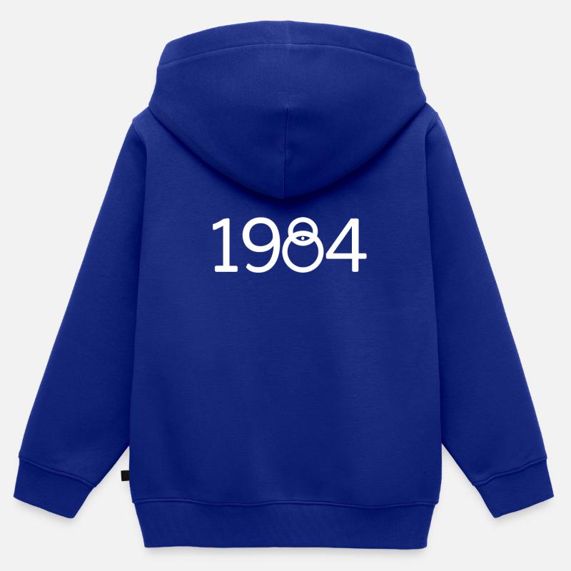 1984 - Sweat Premium à capuche zippé enfant bio - bleu roi