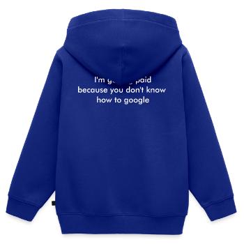 I'm getting paid bc. you don't know how to google - Kinder Premium Organic Zip Hoodie - Royalblau - Hinten - AI Model Kid Male (0cm)
