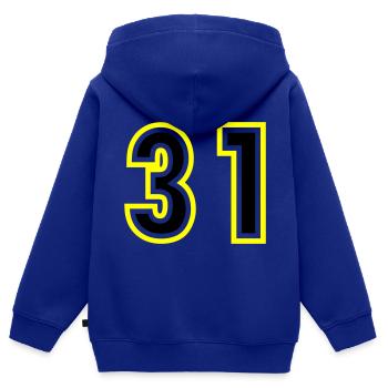 31 Zahl College - Kinder Premium Organic Zip Hoodie - Royalblau - Hinten - AI Model Kid Male (0cm)