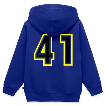 41 Zahl College - Kinder Premium Organic Zip Hoodie - Royalblau - Hinten - AI Model Kid Male (0cm)