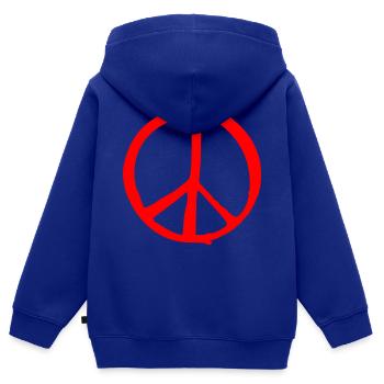 Peace - Sweat Premium à capuche zippé enfant bio - bleu roi - Dos - AI Model Kid Male (0cm)