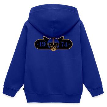 BDMCC 1974 Langer Hund - Kinder Premium Organic Zip Hoodie - Royalblau - Hinten - AI Model Kid Male (0cm)