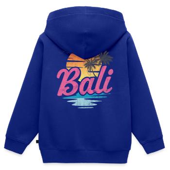 Plage de Bali - Sweat Premium à capuche zippé enfant bio - bleu roi - Dos - AI Model Kid Male (0cm)