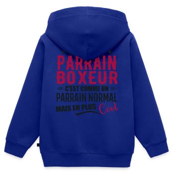 Boxer-Pate als normaler, aber coolerer Pate - Kinder Premium Organic Zip Hoodie - Royalblau - Hinten - AI Model Kid Male (0cm)