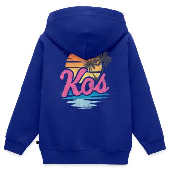 Kos - Kinder Premium Organic Zip Hoodie - Royalblau - Hinten - AI Model Kid Male (0cm)