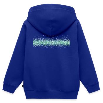 Bordure scintillante vert émeraude - Sweat Premium à capuche zippé enfant bio - bleu roi - Dos - AI Model Kid Male (0cm)
