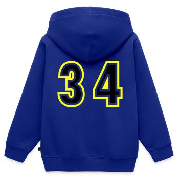 34 Zahl College - Kinder Premium Organic Zip Hoodie - Royalblau - Hinten - AI Model Kid Male (0cm)
