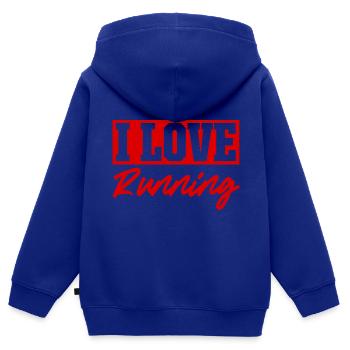 Ich liebe Rennen - Kinder Premium Organic Zip Hoodie - Royalblau - Hinten - AI Model Kid Male (0cm)