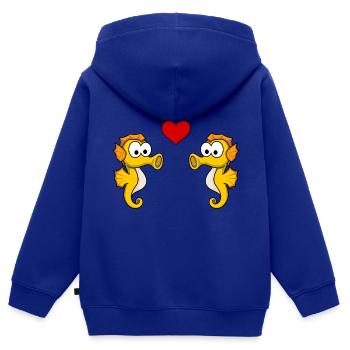 Seepferdchen Paar liebe - Kinder Premium Organic Zip Hoodie - Royalblau - Hinten - AI Model Kid Male (0cm)