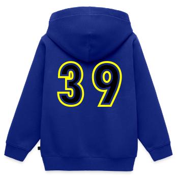 39 Zahl College - Kinder Premium Organic Zip Hoodie - Royalblau - Hinten - AI Model Kid Male (0cm)