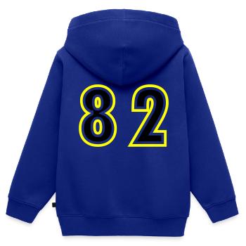 82 Zahl College - Kinder Premium Organic Zip Hoodie - Royalblau - Hinten - AI Model Kid Male (0cm)