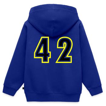 42 Zahl College - Kinder Premium Organic Zip Hoodie - Royalblau - Hinten - AI Model Kid Male (0cm)