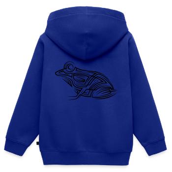 Frosch Tribal Tattoo - Kinder Premium Organic Zip Hoodie - Royalblau - Hinten - AI Model Kid Male (0cm)