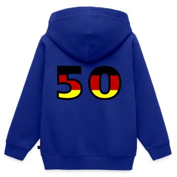 Maillot Allemagne numéro 50 - Sweat Premium à capuche zippé enfant bio - bleu roi - Dos - AI Model Kid Male (0cm)