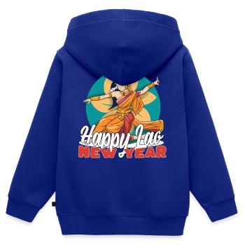 Laos Laote Lao Lao Cadeau du Nouvel An I - Sweat Premium à capuche zippé enfant bio - bleu roi - Dos - AI Model Kid Male (0cm)