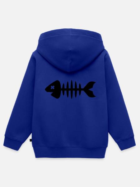 Fisch Symbol Knochen Gräte - Kinder Premium Organic Zip Hoodie - Royalblau