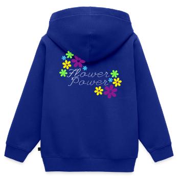 Flower Power - Kinder Premium Organic Zip Hoodie - Royalblau - Hinten - AI Model Kid Male (0cm)
