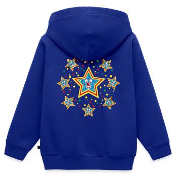 9.Faschings Sterne mit Konfetti. - Kinder Premium Organic Zip Hoodie - Royalblau - Hinten - AI Model Kid Male (0cm)
