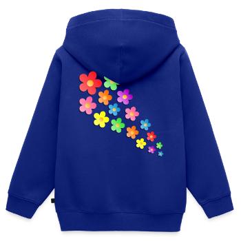 Flower Power - Kinder Premium Organic Zip Hoodie - Royalblau - Hinten - AI Model Kid Male (0cm)