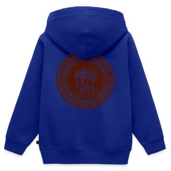 Calendrier Maya Calendrier Sun Horoscope Maya - Sweat Premium à capuche zippé enfant bio - bleu roi - Dos - AI Model Kid Male (0cm)