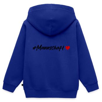 Mannschaft Herz - Kinder Premium Organic Zip Hoodie - Royalblau - Hinten - AI Model Kid Male (0cm)
