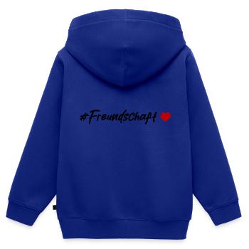 Cœur d’amitié - Sweat Premium à capuche zippé enfant bio - bleu roi - Dos - AI Model Kid Male (0cm)