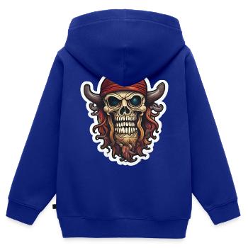 Piratenschädel mit heroischer Chimäre - Kinder Premium Organic Zip Hoodie - Royalblau - Hinten - AI Model Kid Male (0cm)