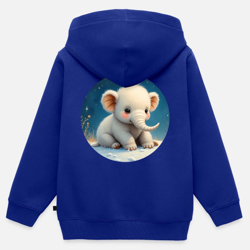 Bébé Éléphant sur le Sable - Sweat Premium à capuche zippé enfant bio - bleu roi