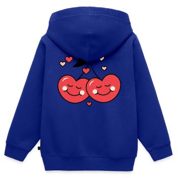 Cerise et amour - Sweat Premium à capuche zippé enfant bio - bleu roi - Dos - AI Model Kid Male (0cm)