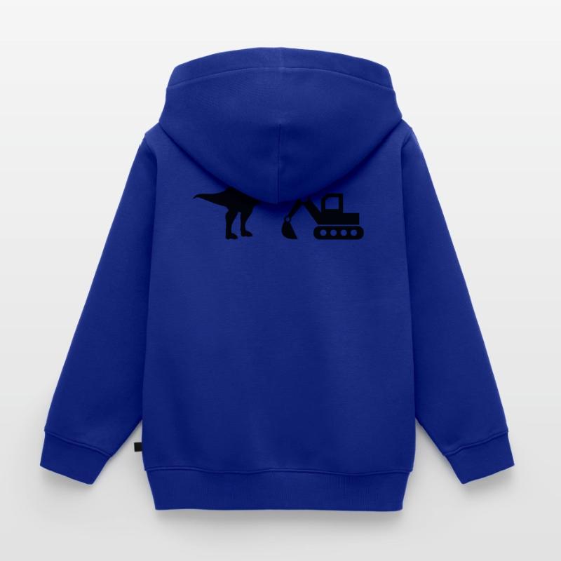 Excavator Construction Site Construction T-Rex Dinosaur Construction Worker Kids Premium Organic Zip-up Hoodie