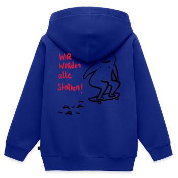 Wir werden alle sterben! - Kinder Premium Organic Zip Hoodie - Royalblau - Hinten - AI Model Kid Male (0cm)